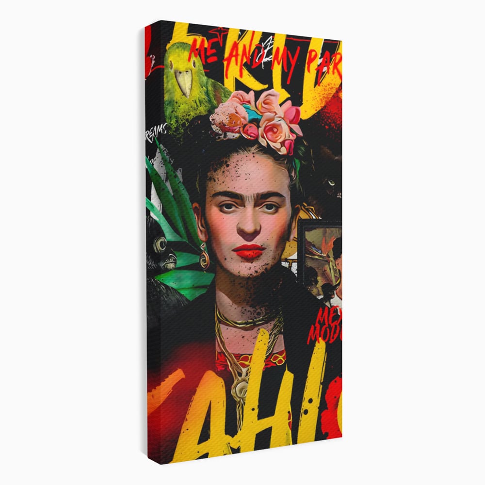Tablou canvas cu tablou canvas portret frida kahlo, fara rama, pe sasiu de lemn